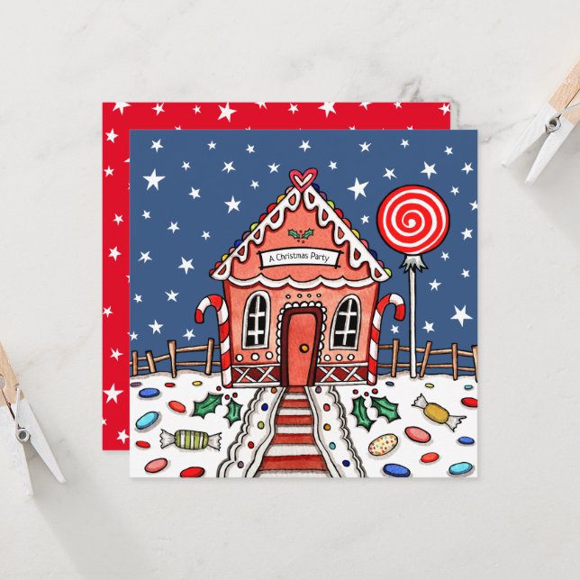 Convite de Natal à Casa de Pão de Gengibre Persona (Frente/Verso In Situ)