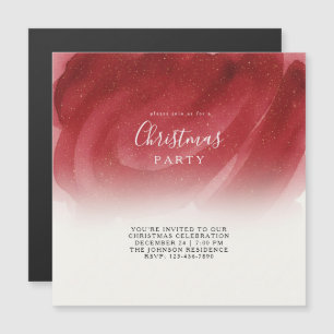 Convite de Natal Abstrato Vermelho e Dourado Magné