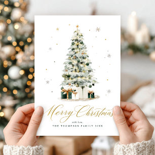 Convite de Natal Árvore Aquarela Elegante