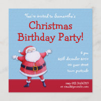 Convite de Natal azul para Papai Noel BI