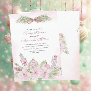 Convite de Natal Ballet Cascanueces Rosa aquarela