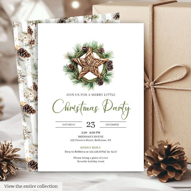 Convite de Natal Botânico em Aquarela Boho Terroso (Earthy Boho Watercolor Botanical Christmas Invite

)