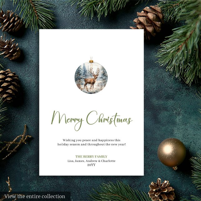 Convite de Natal cena de inverno aconchegante com  (Watercolor cozy winter scene deer Christmas Invite)