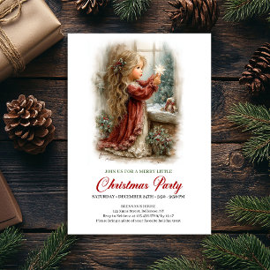 Convite de Natal Cena de Inverno Menina Fofa Desig