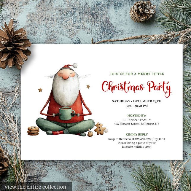 Convite de Natal Clássico Divertido e Caprichoso d (Whimsical Funny Santa Classic Christmas Invitation)