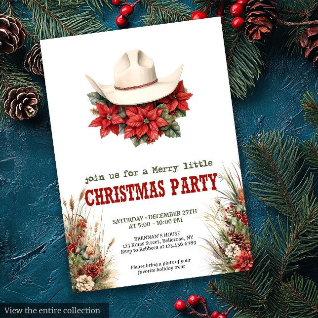 Convite de Natal Clássico do Cowboy Country (Classic Cowboy Country Christmas Invitation)