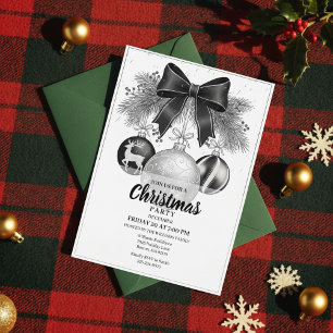 Convite de Natal Clássico Preto e Branco para Fest