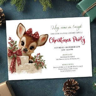 Convite de Natal com cervo curioso editável