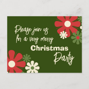 Convite de Natal com Estilo Floral Retrô