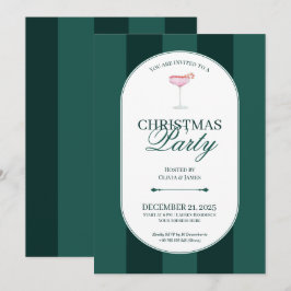 Convite de Natal com listra verde clássica