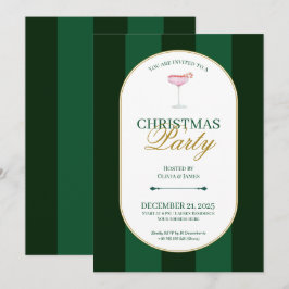Convite de Natal com listra verde clássica
