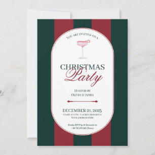 Convite de Natal com listra vermelha e verde cláss