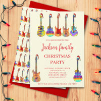 Convite de Natal com Tema de Guitarra Musical