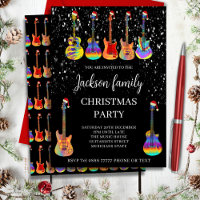 Convite de Natal com Tema de Guitarra Musical