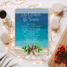 Convite de Natal com tema de praia para Festa na C