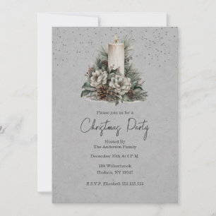 Convite de Natal com Vela de Inverno Festiva