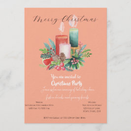 Convite de Natal com Velas em Aquarela