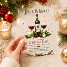 Convite de Natal com Vinho Jingle e Mingle Holly B