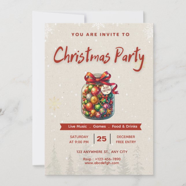 Convite de Natal Comestível 5x7” Doce de Natal 🍬� (Frente)