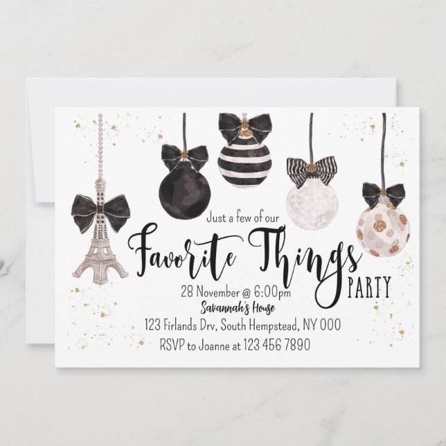 Convite de Natal Convite Coisas Favoritas (Frente)