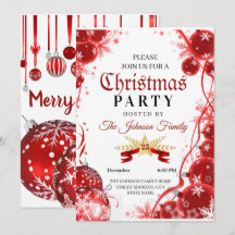 Convite de Natal | Convite de ornamento vermelho