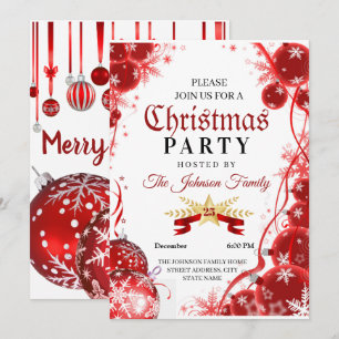 Convite de Natal Convite de ornamento vermelho