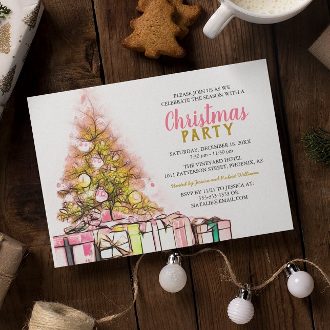 Convite de Natal Corporativo Rosa | Dourado (Criador carregado)