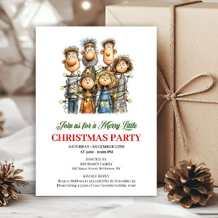 Convite de Natal da Família Engraçado Desenhado à 