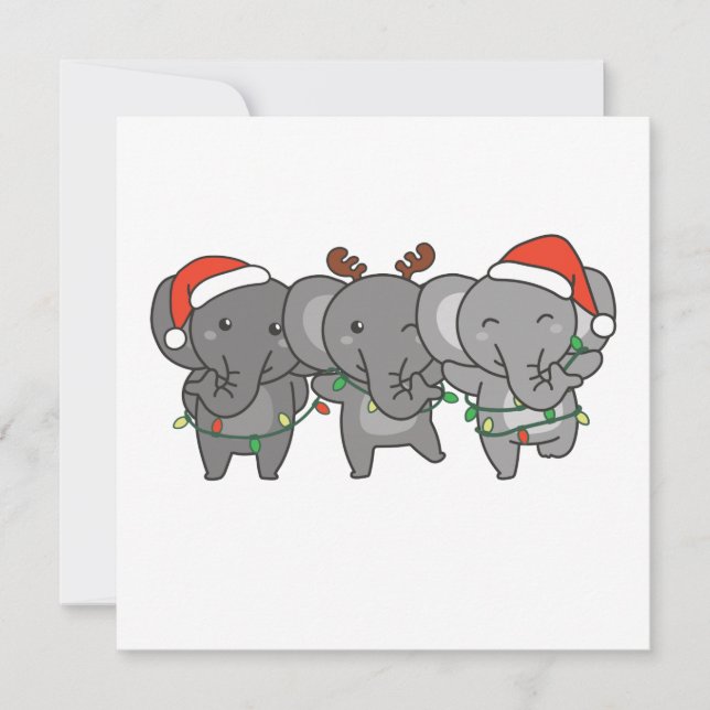 Convite de Natal de Animais de Natal de Elefante (Frente)