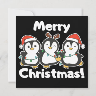 Convite de Natal de Animais Pinguins Fofos