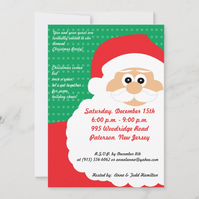 Convite de Natal de Barba de Santas 5x7 (Frente)