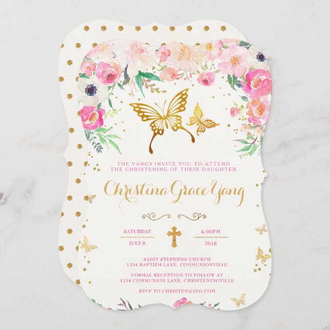 Convite De Natal De Borboleta (Frente/Verso)