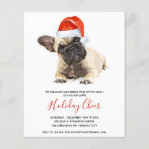 Convite de Natal de Cachorro Bulldog Francês Santa