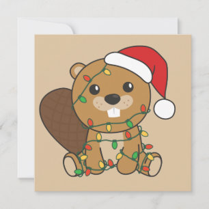 Convite de Natal de Castor Animais de Inverno Cast
