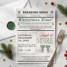Convite de Natal de Coquetel Jingle e Mingle em Es
