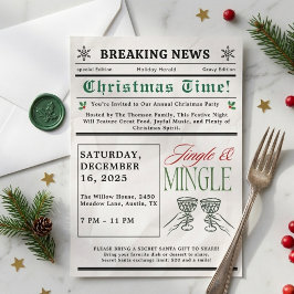 Convite de Natal de Coquetel Jingle e Mingle em Es