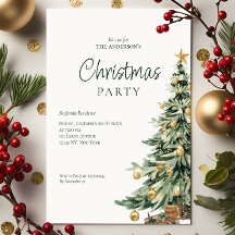 Convite de Natal de Festa com Código QR de Árvore 