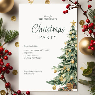 Convite de Natal de Festa com Código QR de Árvore