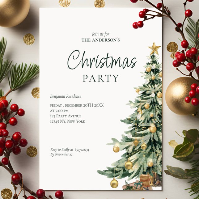 Convite de Natal de Festa com Código QR de Árvore  (Criador carregado)