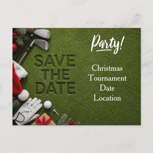 Convite de Natal de golfe para guardar a data  (Frente)