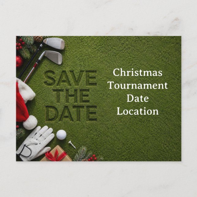 Convite de Natal de golfe para salvar a data  (Frente)