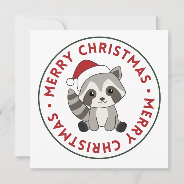 Convite de Natal de inverno de guaxinim (Frente)