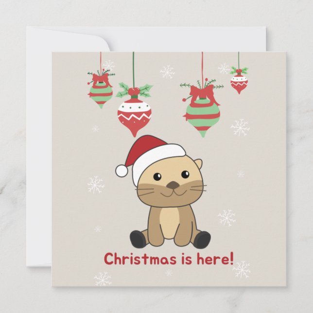 Convite de Natal de Lontra Animais de Inverno de N (Frente)