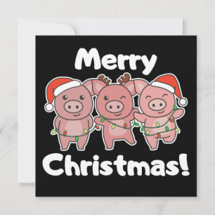Convite de Natal de Porquinhos Fofos de Natal