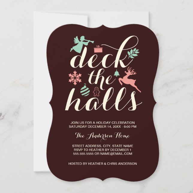 Convite de Natal Deck The Halls (Frente)