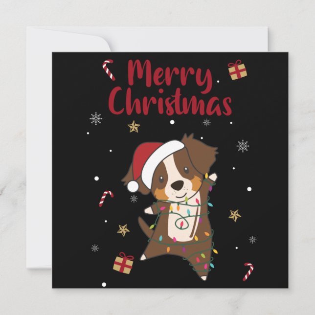 Convite de Natal do Australian Shepherd de Inverno (Frente)