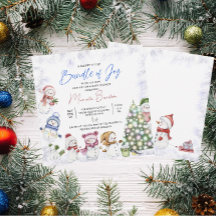 Convite de Natal do Boneco de Neve em Aquarela Beb