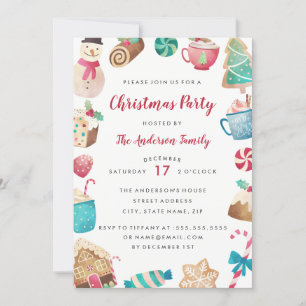 Convite de Natal doce em aquarela para festa de Na