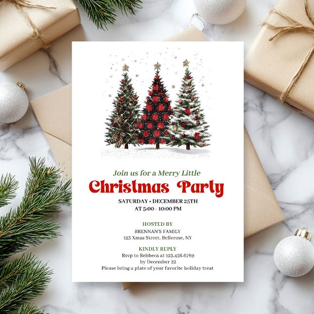 Convite de Natal editável árvore de Natal leopardo (Playful leopard Christmas tree editable invitation

)