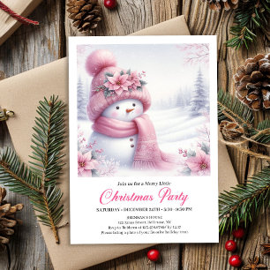 Convite de Natal Editável Charmoso Boneco de Neve 